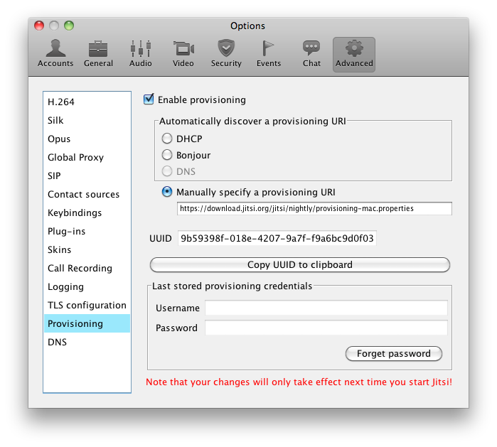 Jitsi's Configuration Form